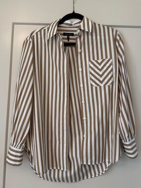 rag & bone Brown and White Striped Button-Down Shirt